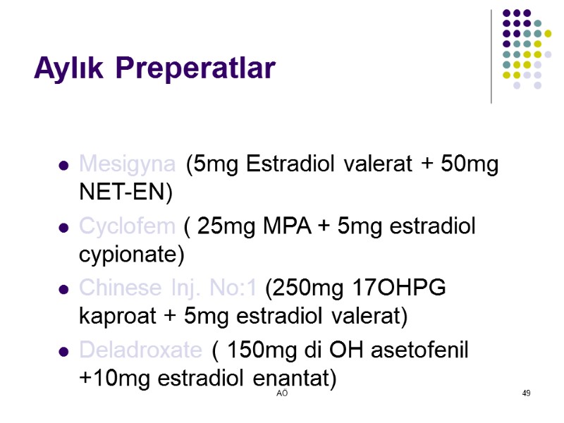 AÖ 49 Aylık Preperatlar  Mesigyna (5mg Estradiol valerat + 50mg NET-EN) Cyclofem (
